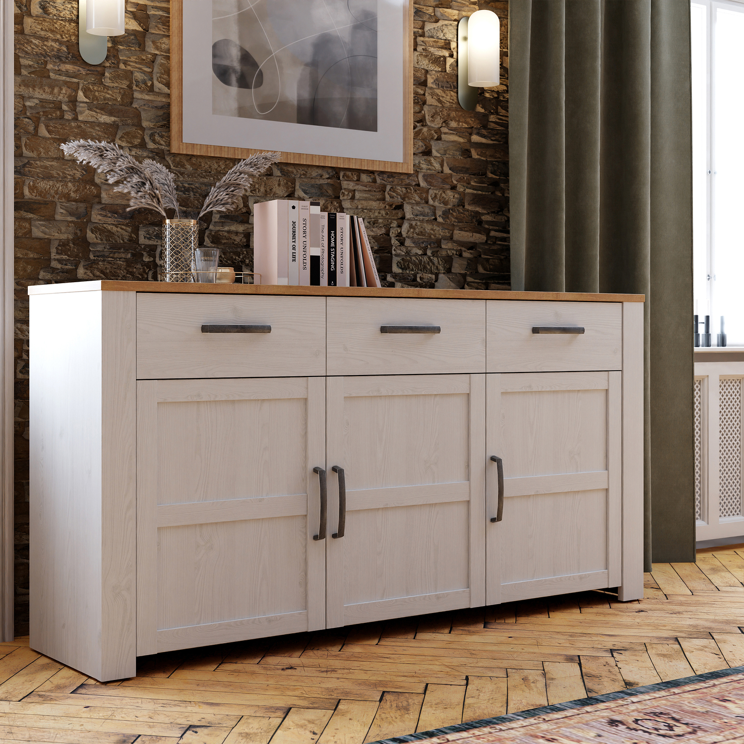Rackhams White Bohol Sideboard In Riviera Oak/ - 166 - 1 - Image 4