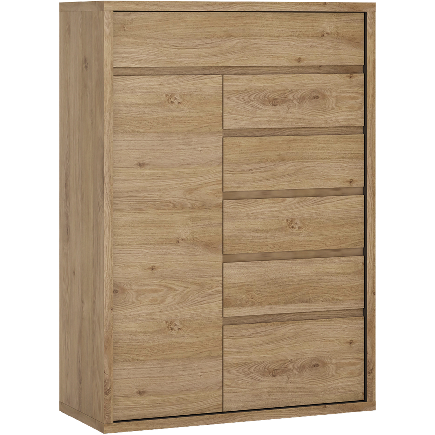 Florence Shetland Single Door 6 Drawer Cupboard - Brown - Image 4