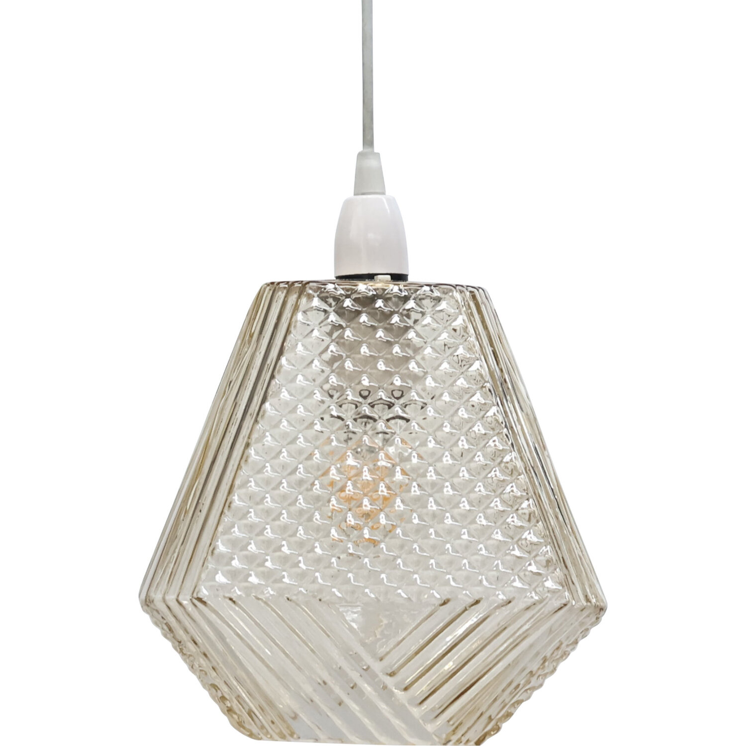 First Choice Lighting Unisex Cream Lens Champagne Glass Easy Fit Glass Pendant Shade In - Image 2