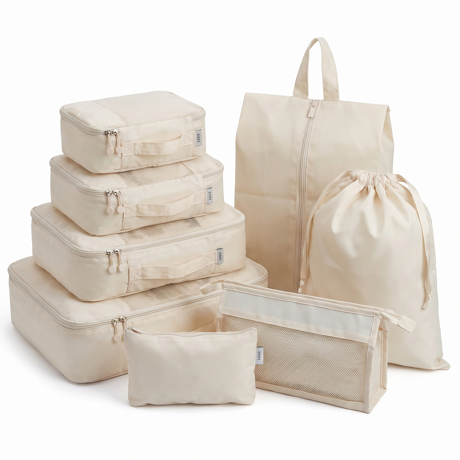 Lugg 8 Set Compression Packing Cubes - Stone