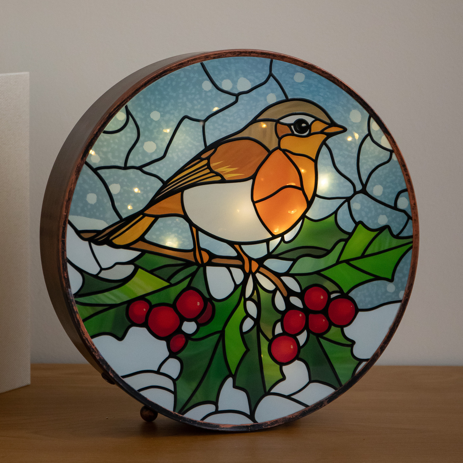 Three Kings Stained Glass Robin Light Up Christmas Decoration - Image 2