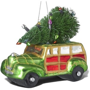 Morris Minor with Tree Christmas Decoration