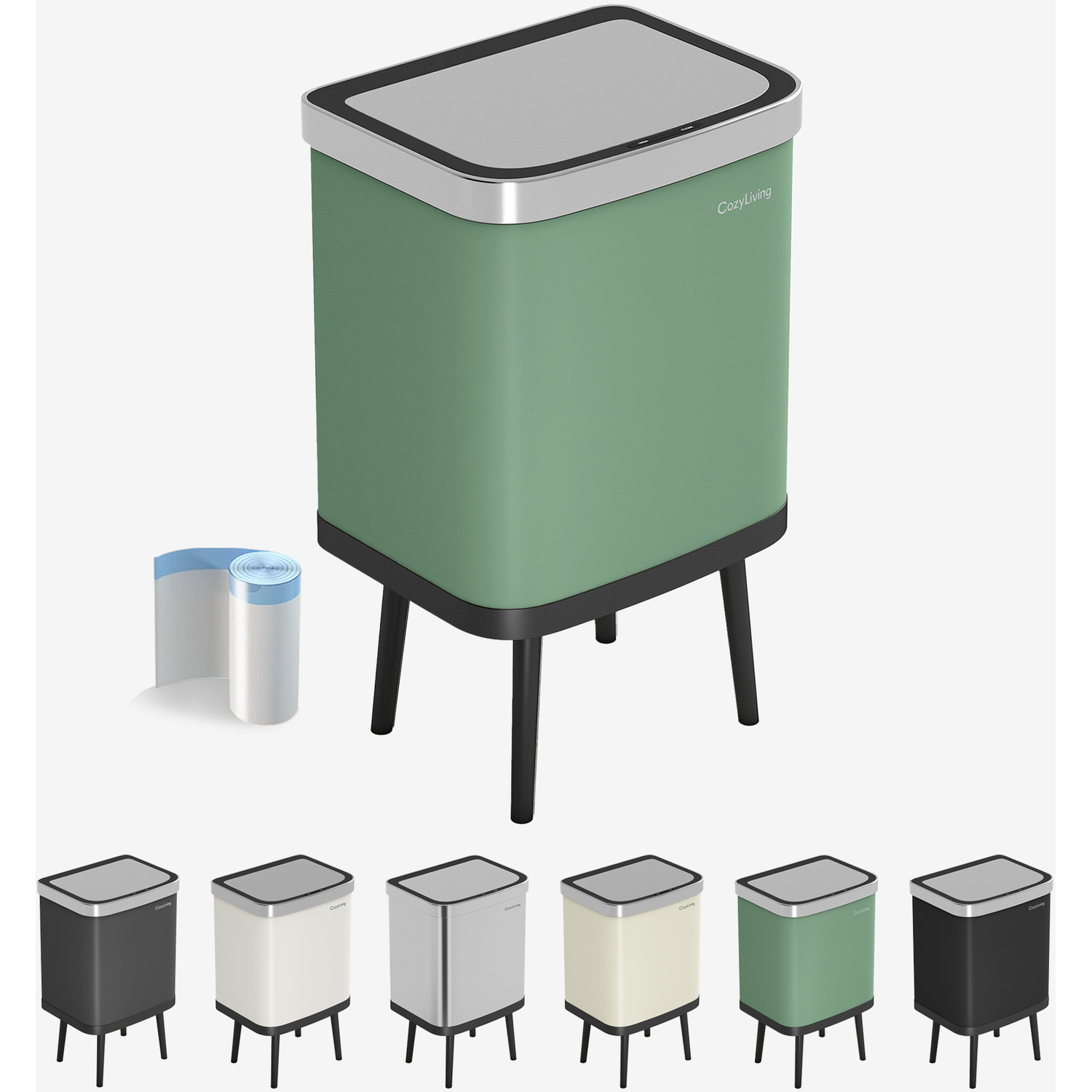 Mcc Direct Cozyliving 35L Automatic Sensor Waste Bin - Hands-Free Motion Activated A - Green