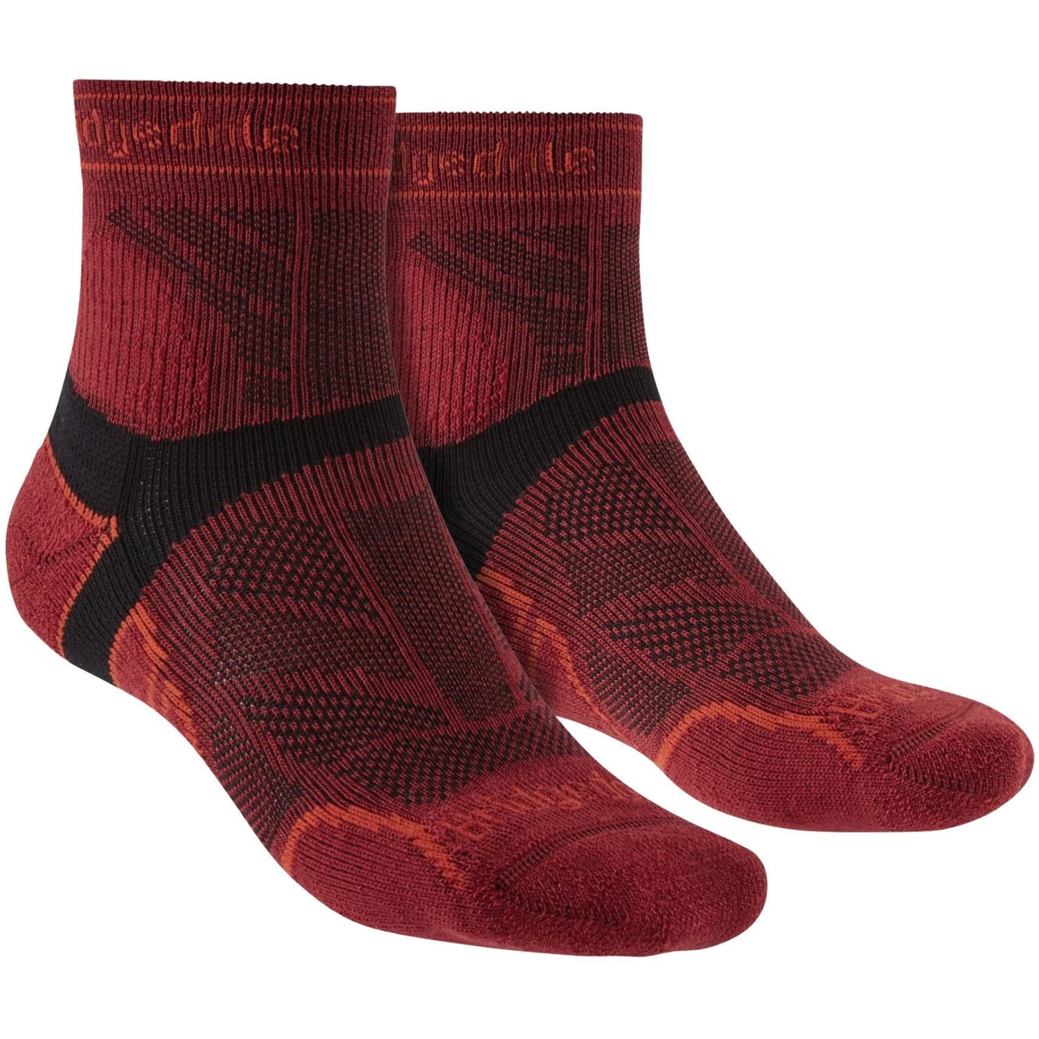 Bridgedale - Mens Running Lightweight Merino Wool Socks - Red - Size UK 12-15 - Image 2