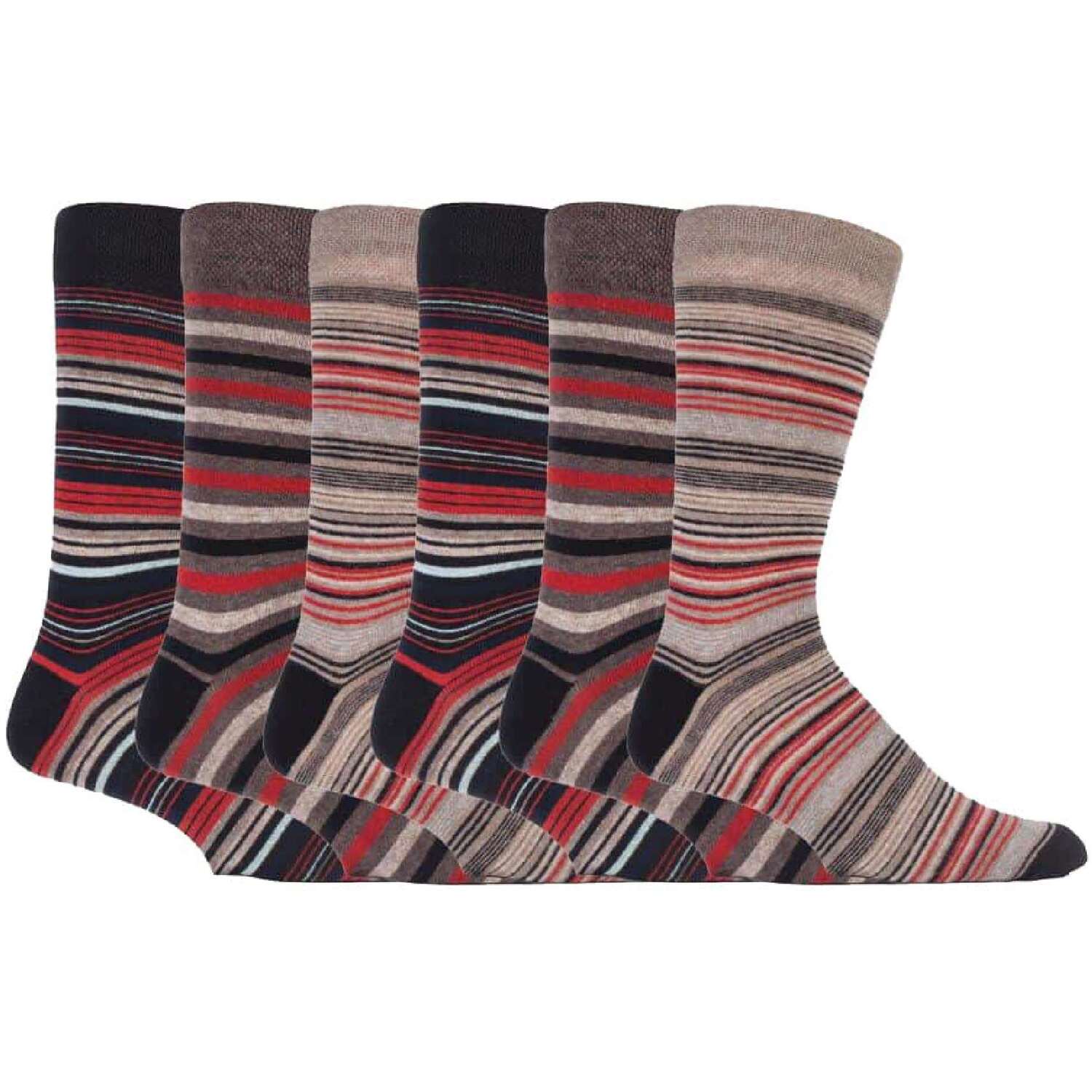 Sock Snob 6 Pack Mens Striped Cotton Rich Casual Dress Socks