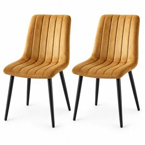 Brown Velvet Dining Chairs Set of 2 Upholstered Kitchen and Dining Room Chairs Padded Seats