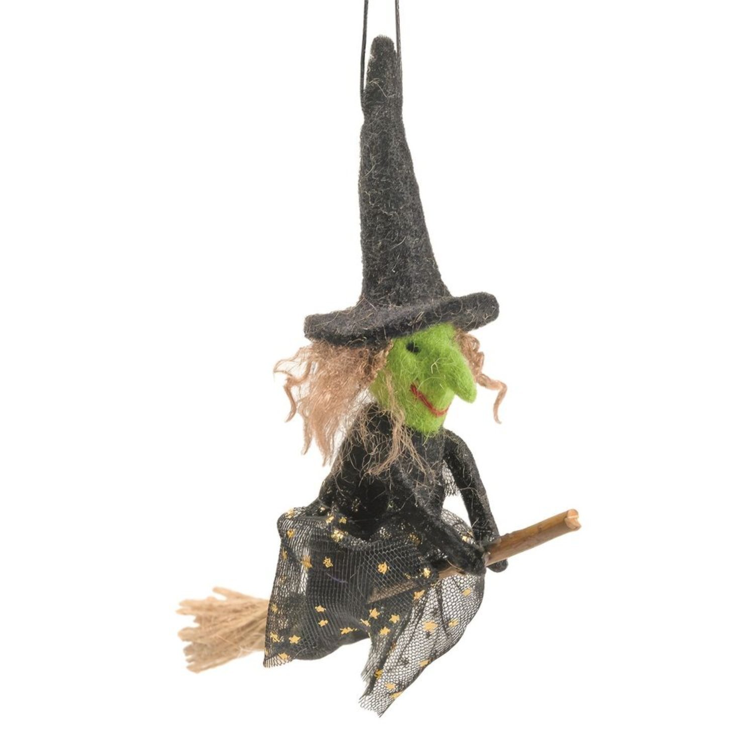 Kdmd Unisex Grey Felt Witch On A Broomstick Hanging Decoration 13Cm In - Image 2