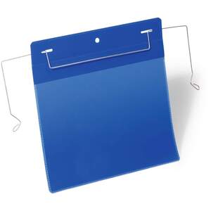 Wire Hanger Ticket Holder Pocket Landscape - 50 Pack - A5 Blue