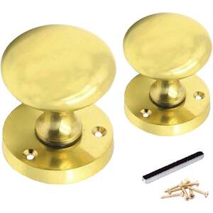 Brass-Finish Round Victorian Sprung Mortice Door Knob