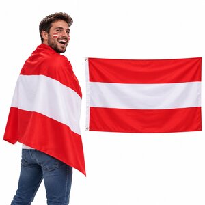 Austria Flag 5ft x 3ft Patriotic Country Flag with Brass Eyelets for Football and Rugby Events