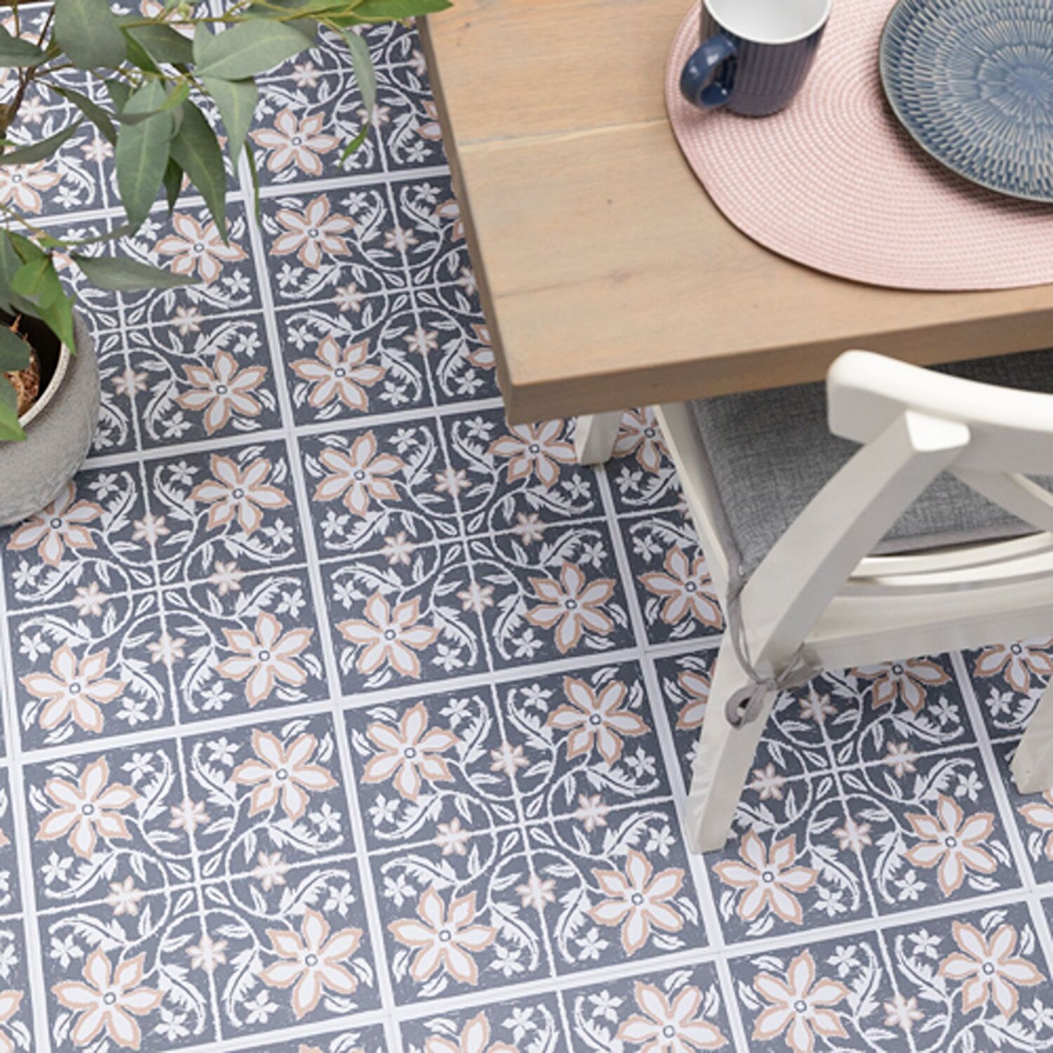 Floor Pops Lillium Blue 30.48Cm X 30.48Cm Self-Adhesive Vinyl Floor Tiles - Image 2