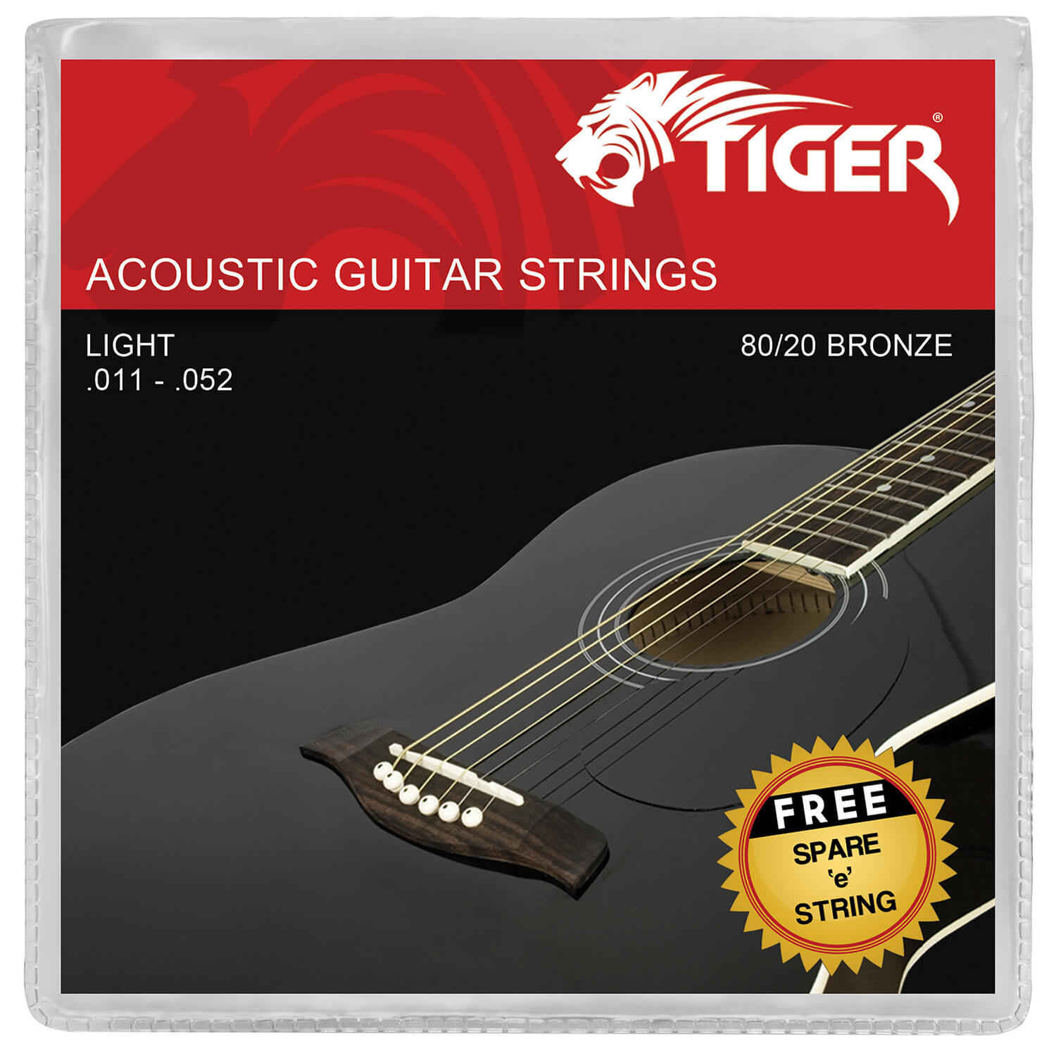 Tiger Music Acoustic Guitar Strings - Light (11-52) - Neutral
