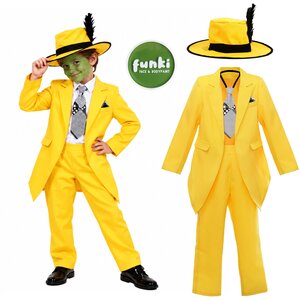 2 Piece Kids Halloween Suit Costume with Face Paint - Yellow / XL