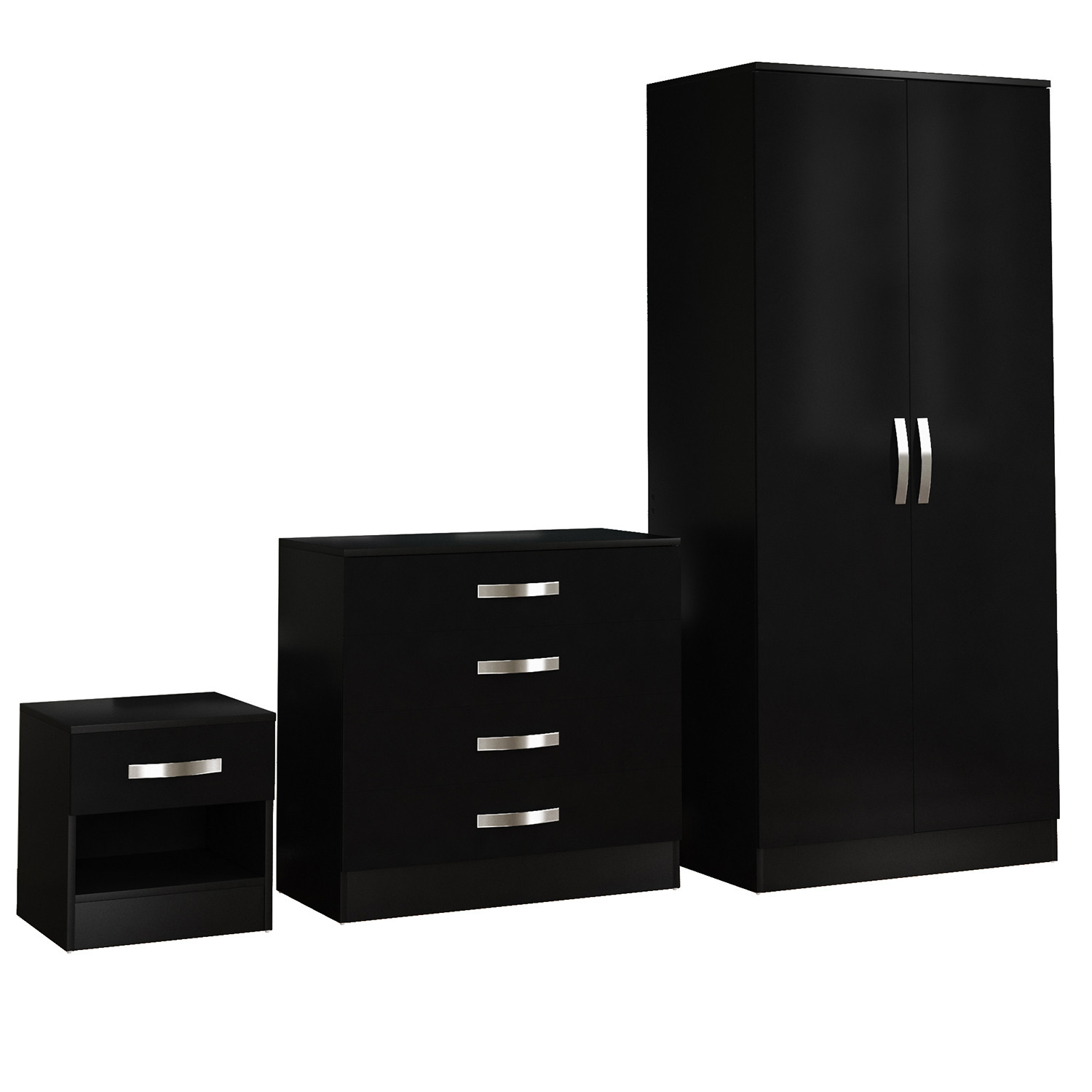 Hulio Trio Bedroom Set - Black Mdf 47cm
