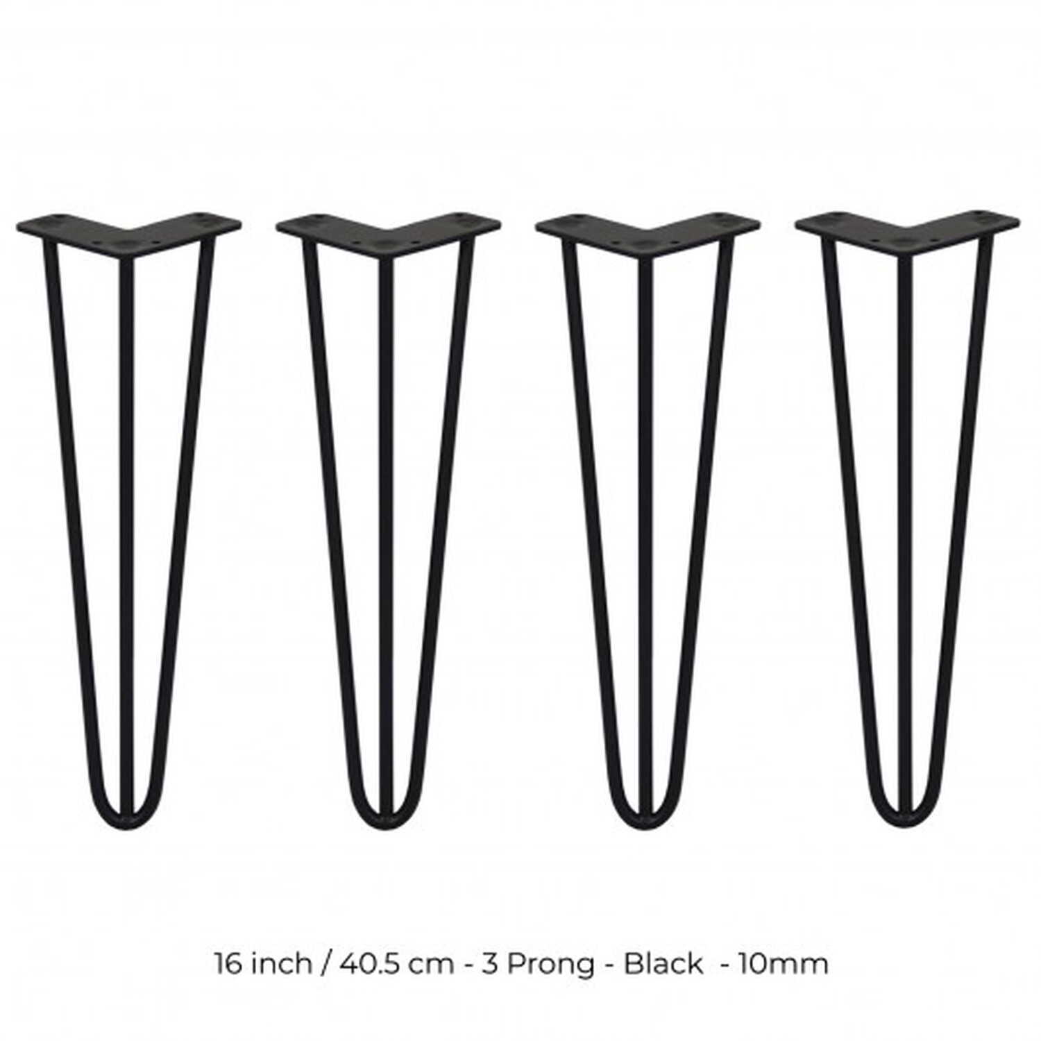 Skiski 4X Black 16 Hairpin Legs 3 Prong 10Mm - Black