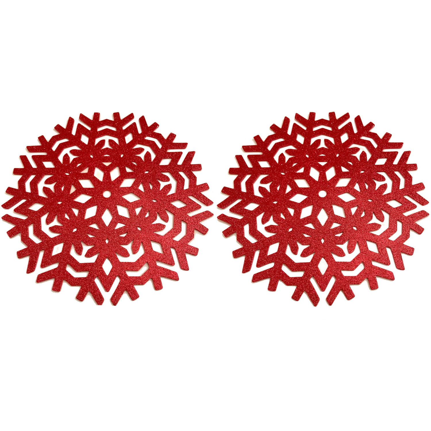 Red Glitter Snowflake Table Decor - Red / Placemat