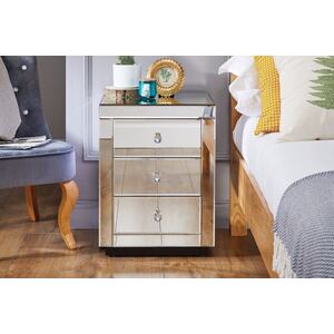 Italian Mirrored Bedside Table Cabinet