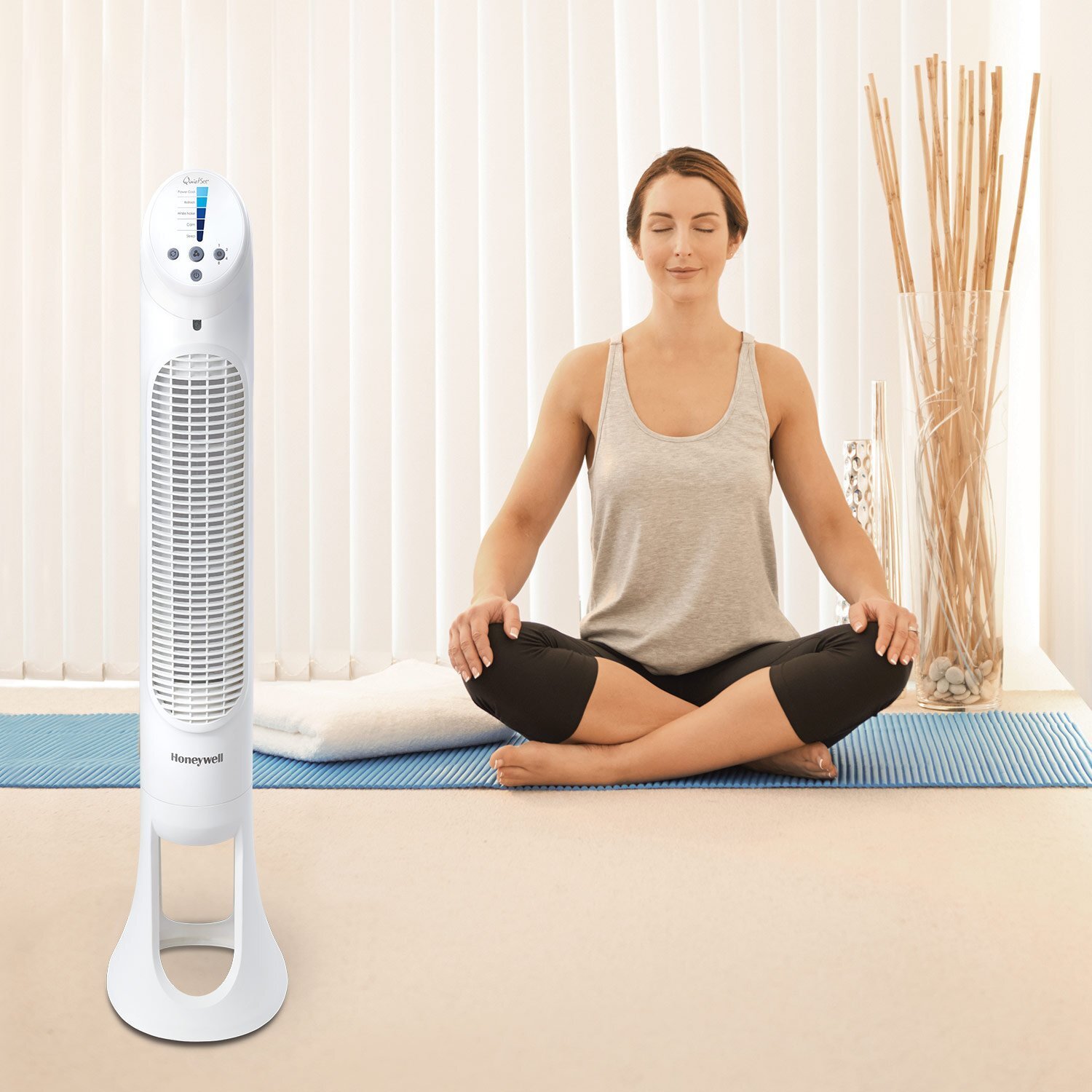QuietSet Tower Fan with Remote Control in White