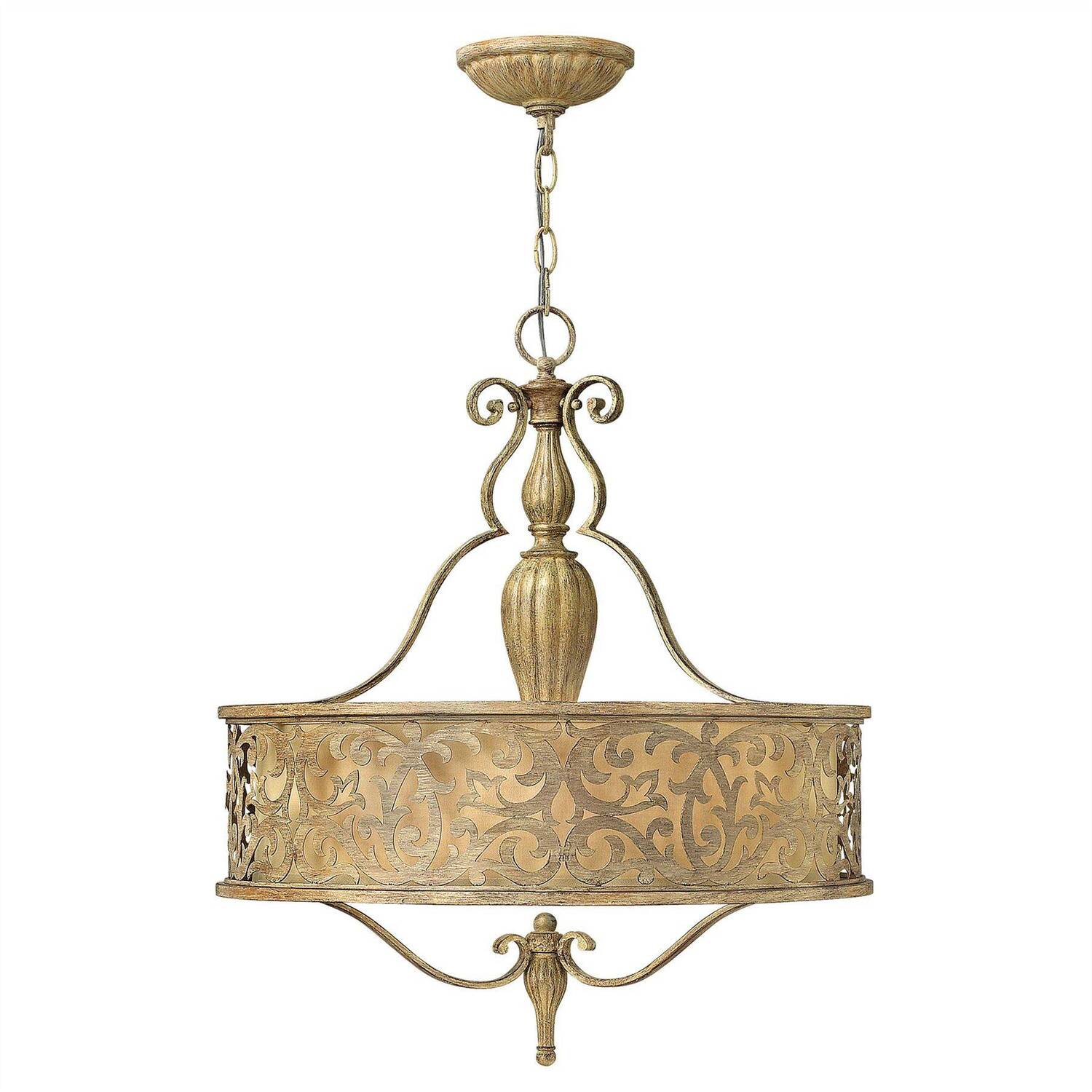 Carabel 3 Light Round Ceiling Pendant Chandelier Brushed Champagne, E27 - Brushed Champagne