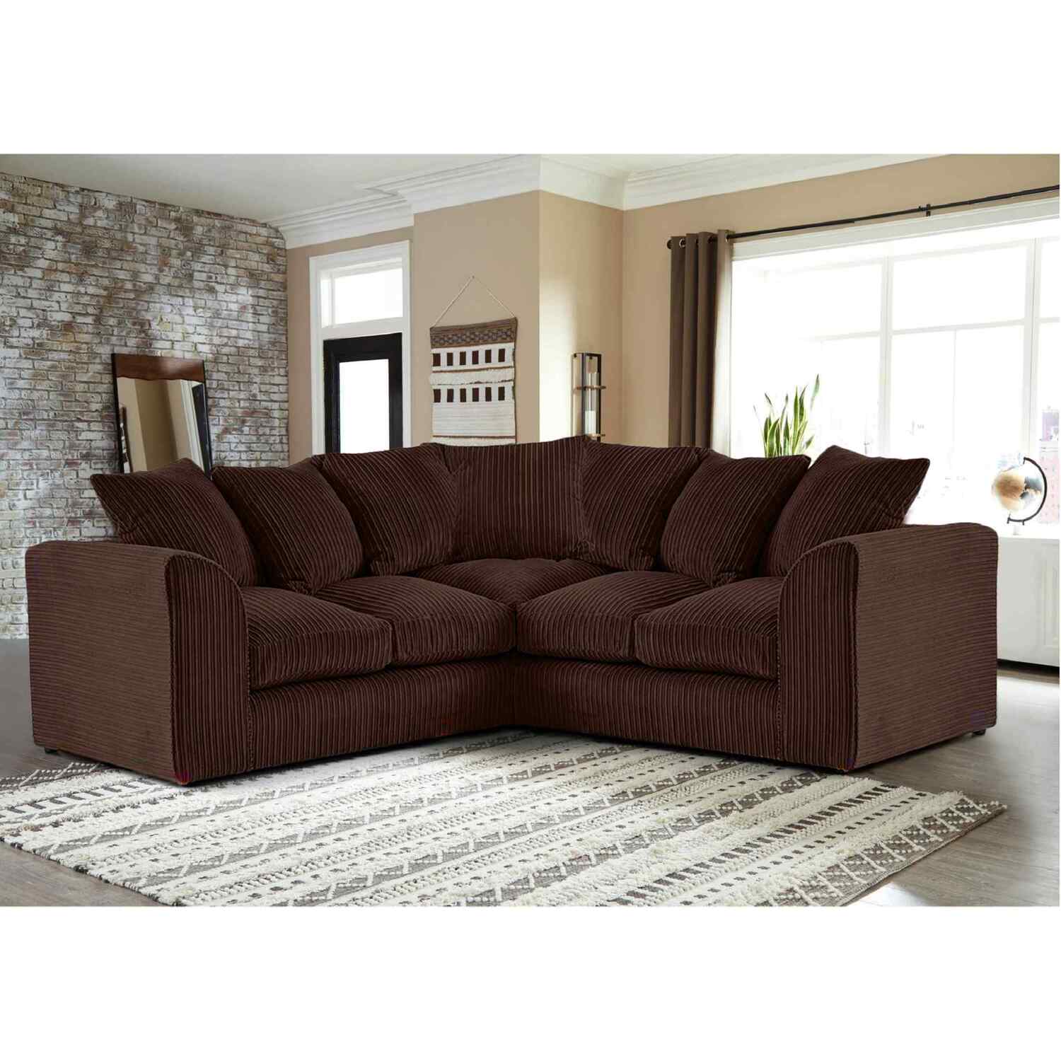 Simply Eleganza - Florina 2c2 Modern Jumbo Cord Corner Sofa - Chocolate thumbnail