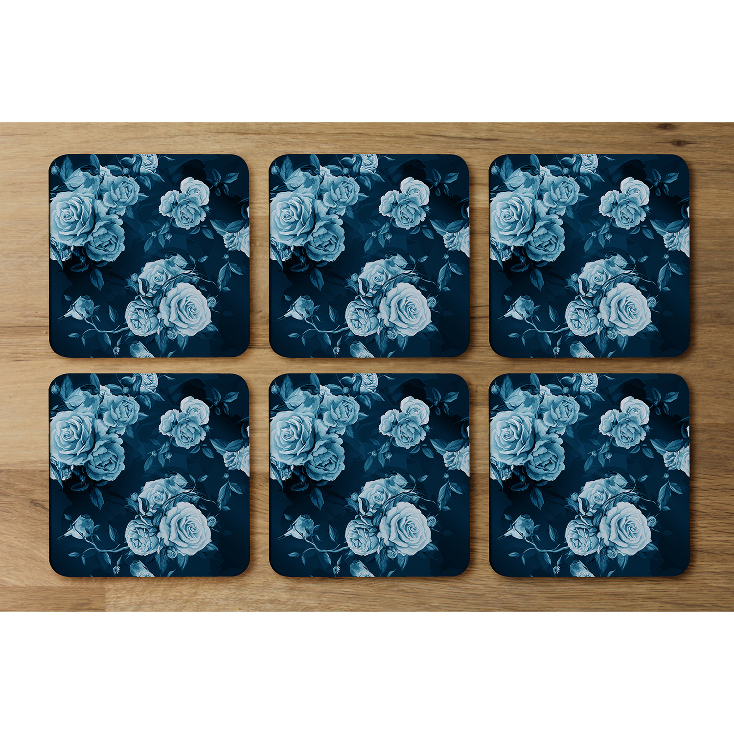 Winter Blue Roses Coaster - Blue