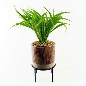 Artificial Grass with Ceramic Planter  Metal Stand