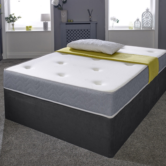 The Cooltouch Core Galaxy Grey Border Tufted with Memory Foam Spring Mattress