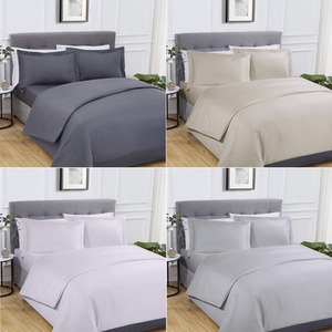 Sateen Stripe Complete Duvet Cover Pillowcase Fitted Sheet Bedding Set