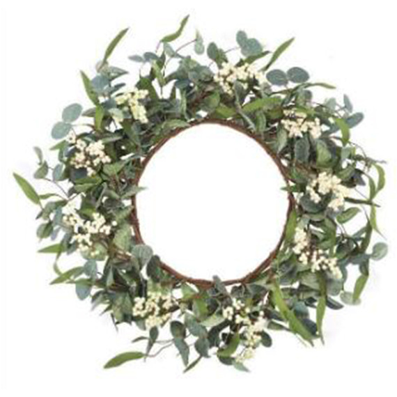 Flower Wreath with Eucalyptus Leaves