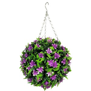 Best Artificial 28cm Purple Lily Hanging Basket Flower Topiary Ball