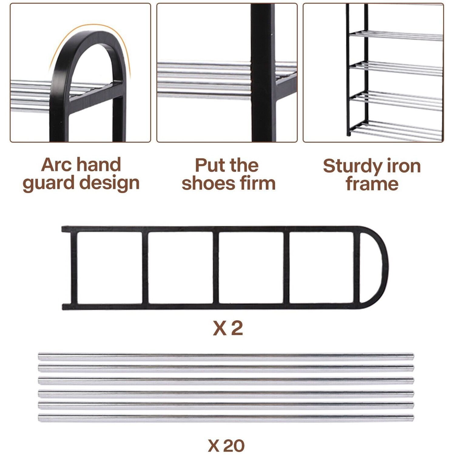 5 Tier Heavy Duty Shoe Rack - Black