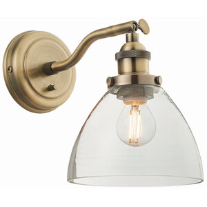 Hansen 1 Light Wall Glass Antique Brass Plate E14