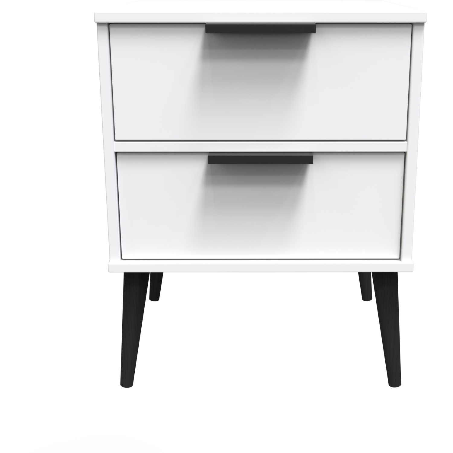 Hong Kong Ready Assembled 2 Drawer Bedside Cabinet - White Matt
