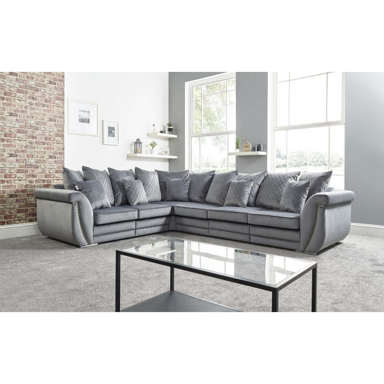 The Great British Sofa Company - Hampton Corner Sofa 3 and 2 Seater - Grey thumbnail