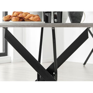 Black Novara Grey Concrete Black Leg Round Dining Table 4 Milan Black Leg Chairs shot 3532268