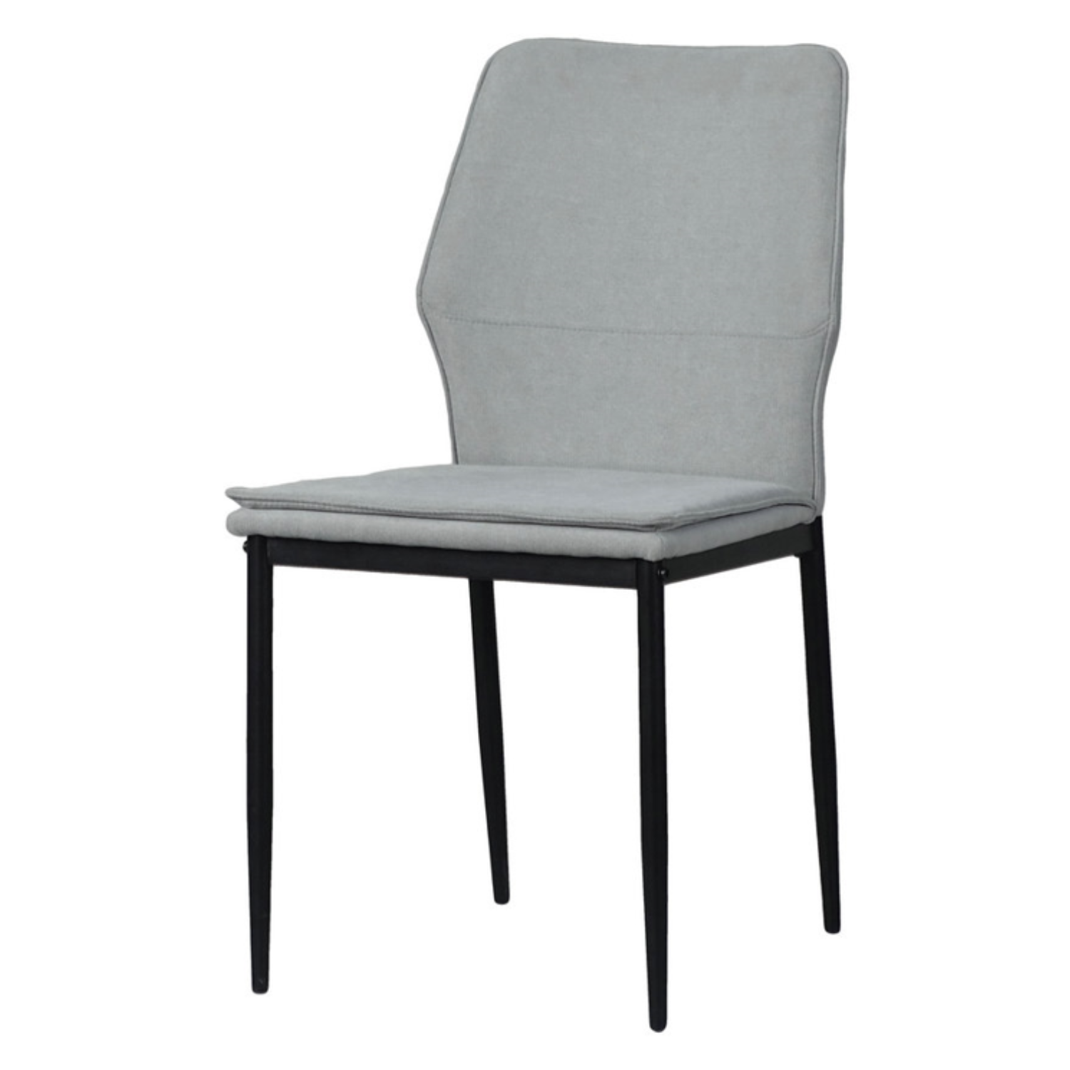 2x Riya Upholstered Fabric Kitchen Dining Chair With Black Legs - Grey