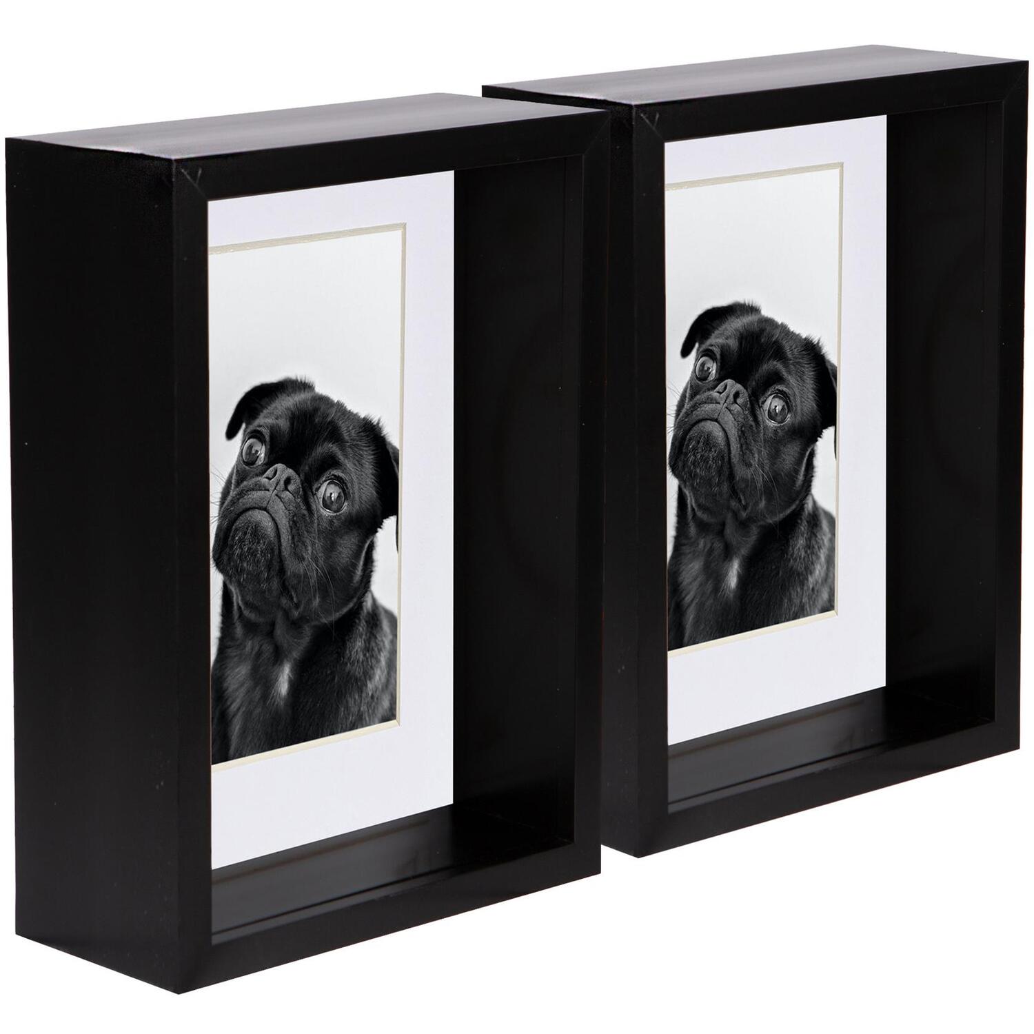 5" x 7" 3D Deep Box Photo Frames - 4" x 6" Mount - Pack of 5 - Black/White