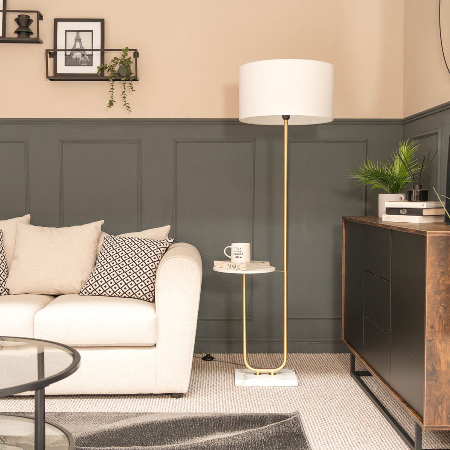 Image of Tavel Floor Lamp with Integrated Table&hellip;