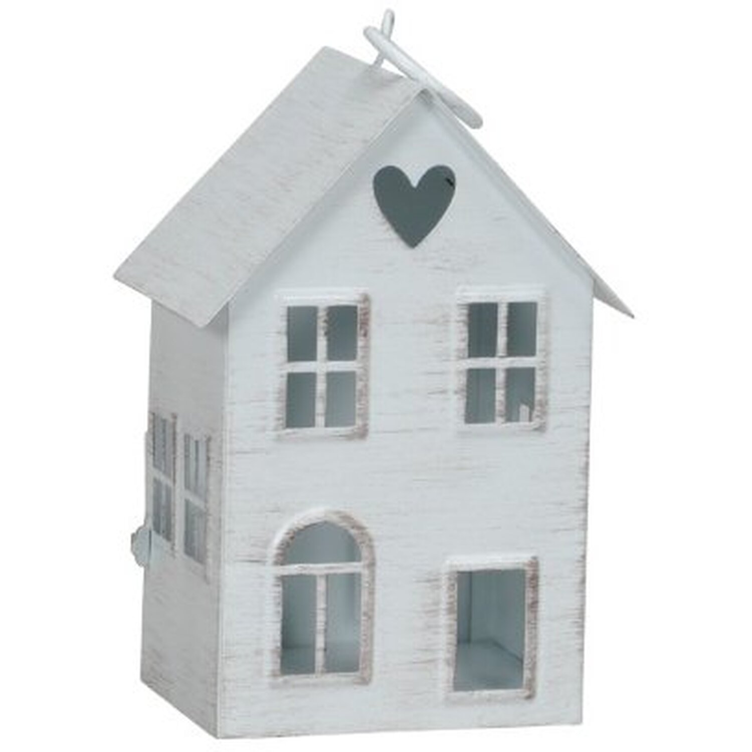 Image of Distressed House Shaped Lantern - White&hellip;