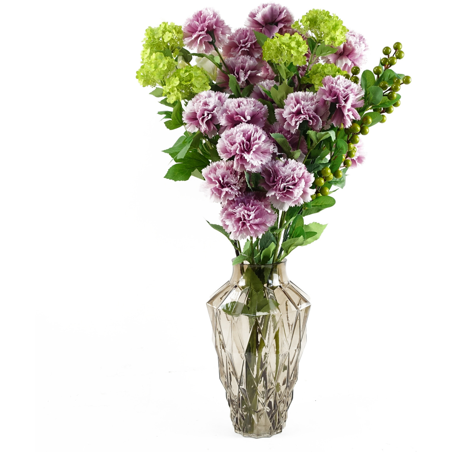 Pink Carnation Display Glass Vase - Pink Carnation Glass Vase