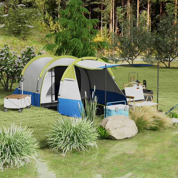 Outsunny 2-3 Man Camping Tent with Bedroom, Living Room and Porch