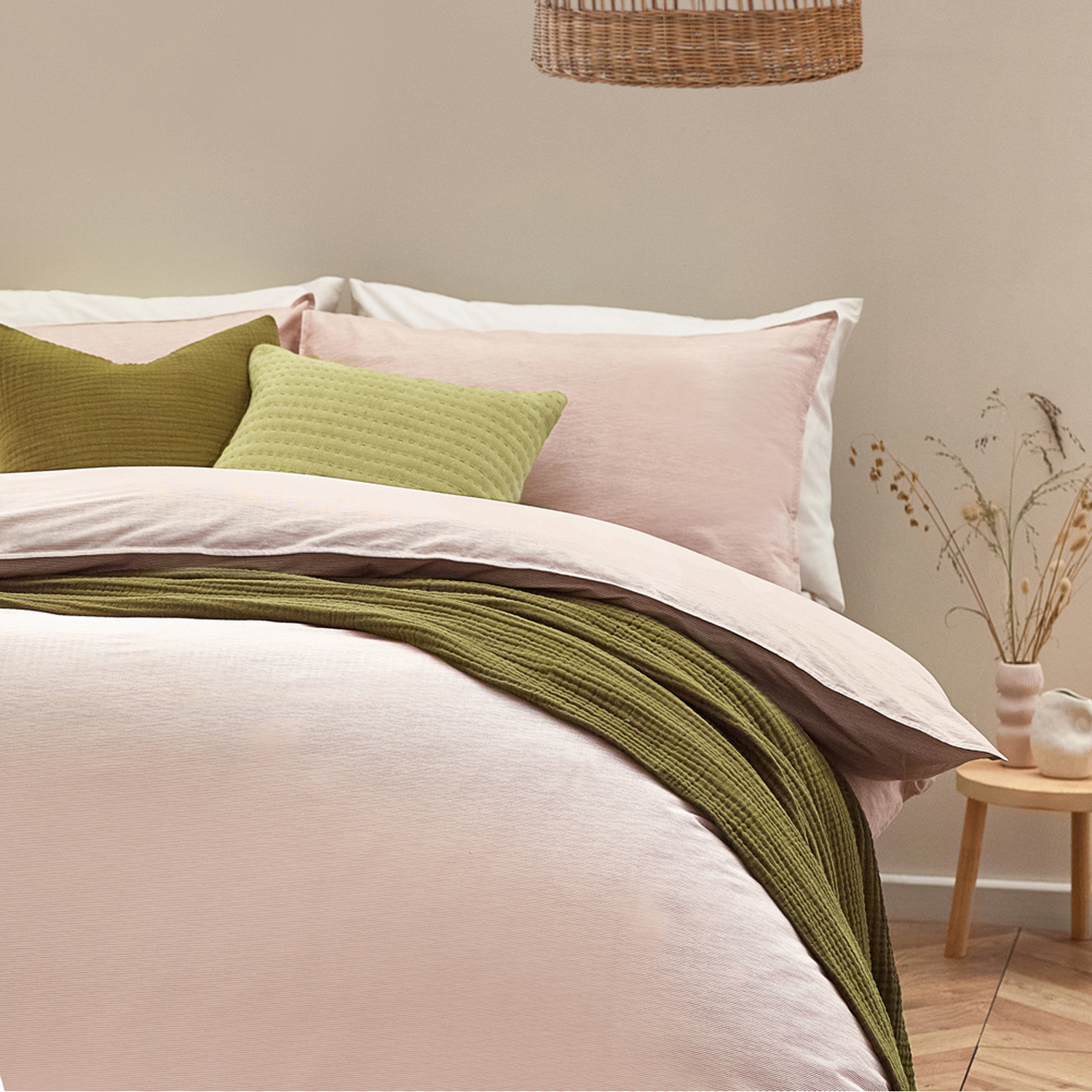Heaton Stipe Cotton Duvet Cover Set - Baked Earth Double