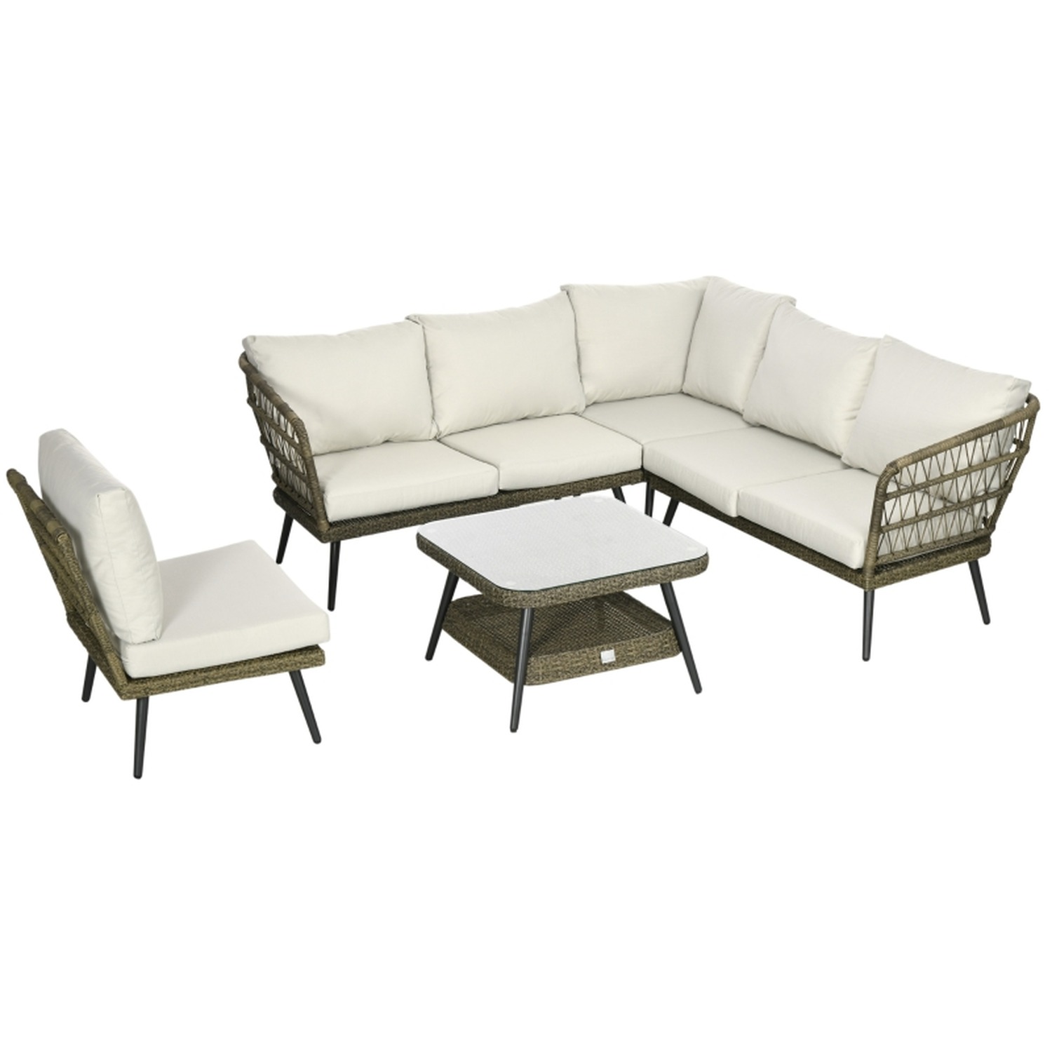 Bali Rattan Wicker Corner Sofa - Beige