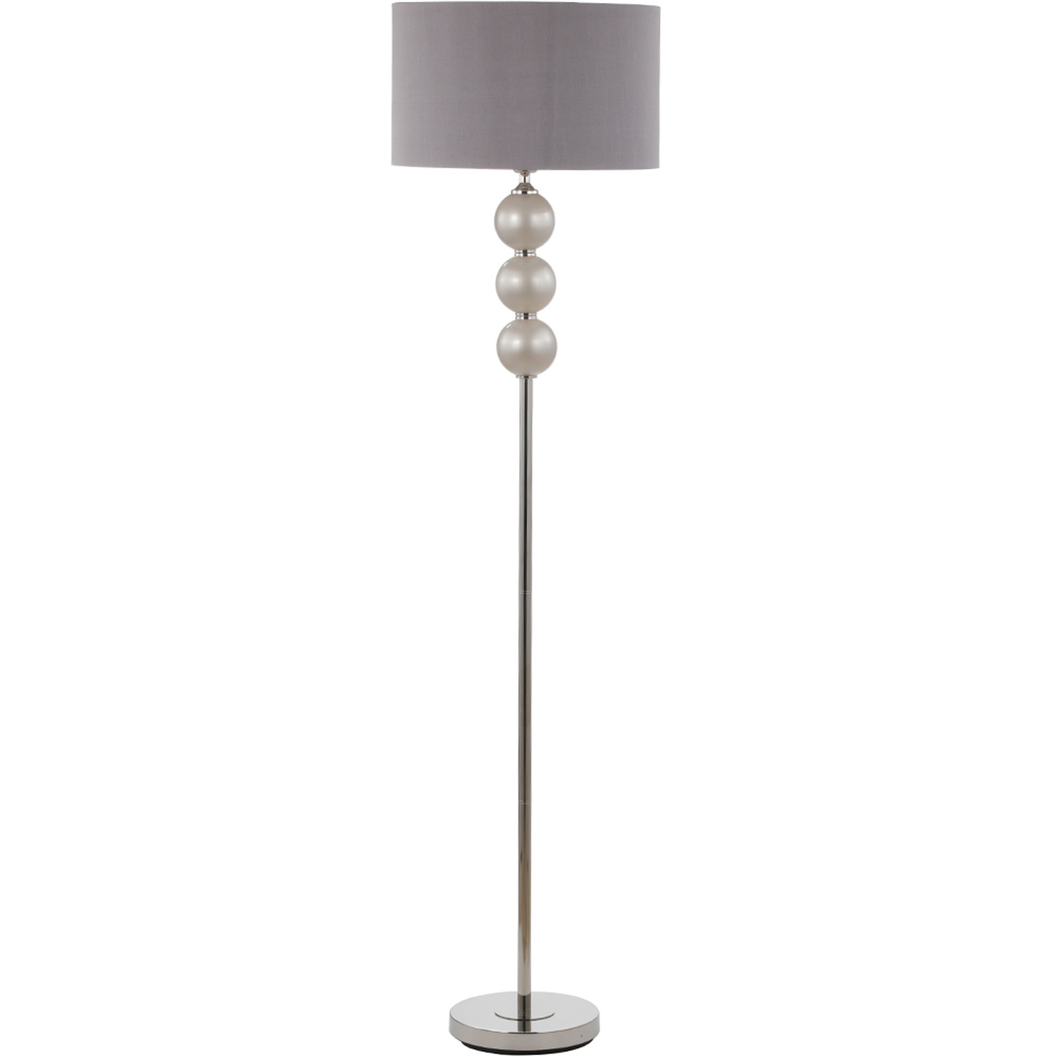 Tall Floor Traditional Lamp With Silk Shade - Grey