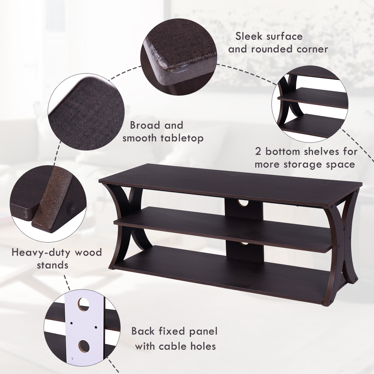 Media Console Table Tv Stand - Black