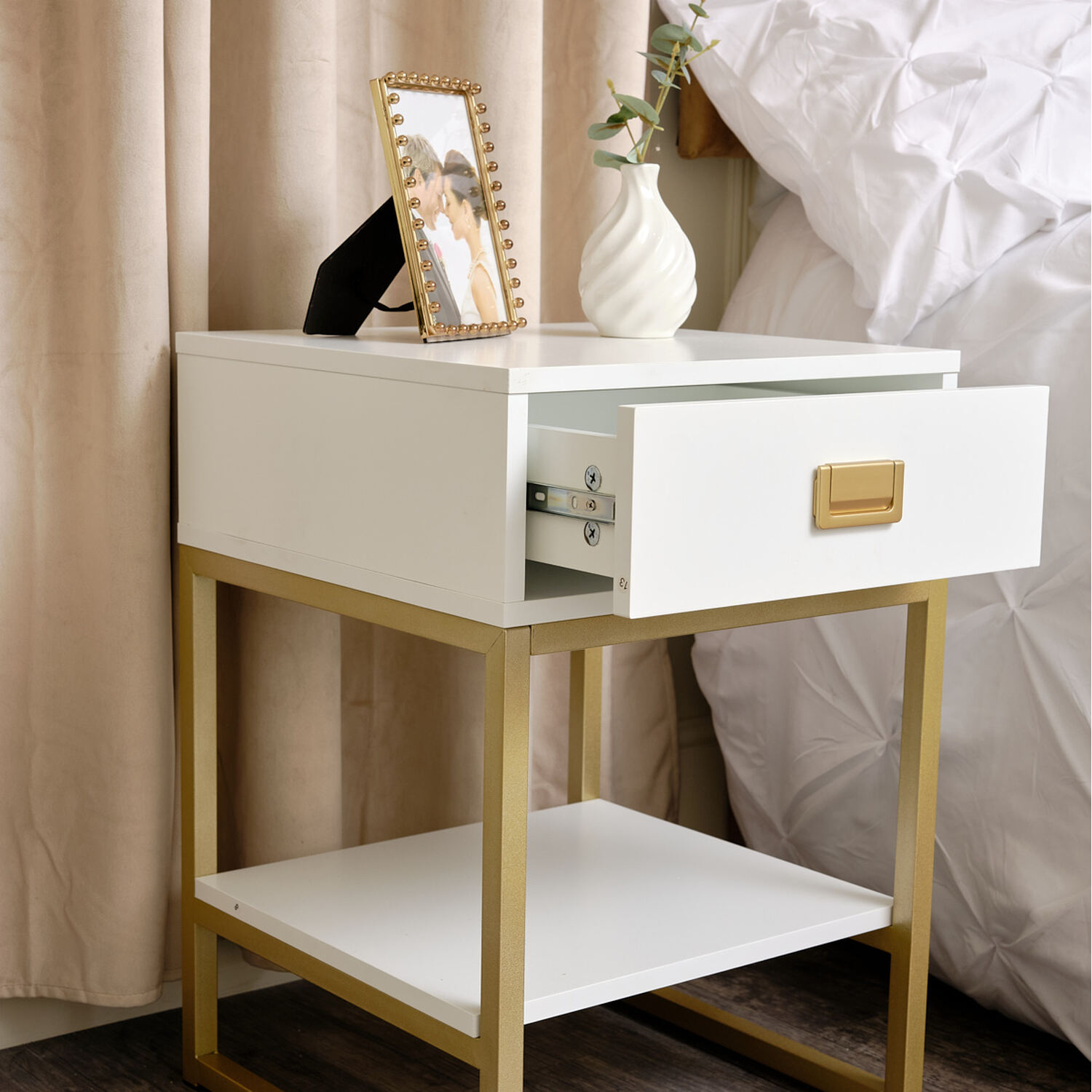 Elle Bedside Table Piece - White