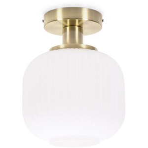 Calpe Opal Frosted Glass Shade Flush Gold Stem Ceiling Light