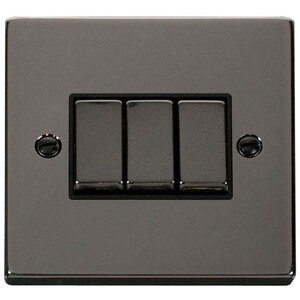 Black Nickel 10A 3 Gang 2 Way Ingot Light Switch