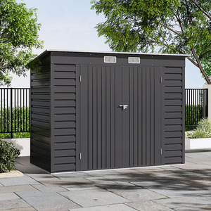 Charcoal Black / 4x8FT Breeins Sloping Roof Galvanised Steel Garden Storage Shed shot 6286809