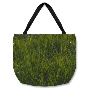 Fresh green grass background, natural grass Designer Tote bag
